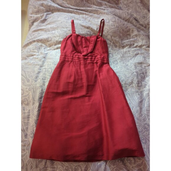 Tahari Detachable Strap A Line Fit Flare Red Dress Size 2 - Picture 5 of 8